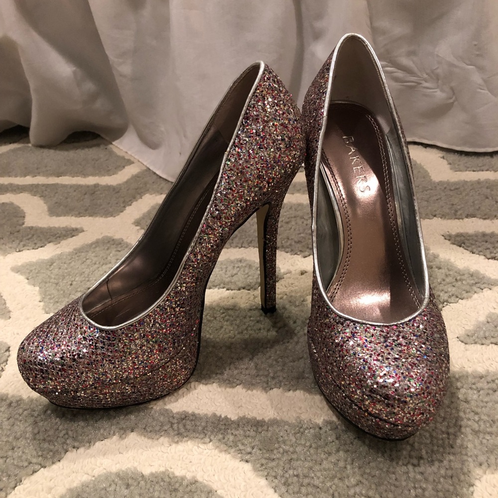 Bakers Multi-Color Sparkle Platform Pump Size 7 - image 1